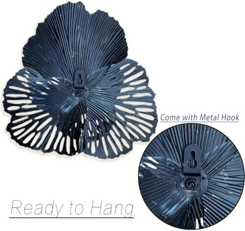 Picfarce Metal Flower Wall Art Decor, 10'' White Distressed Floral Art - Image 5