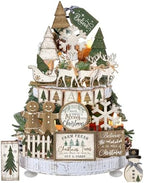 Shellwei 22 Pcs Christmas Tiered Tray Decor Set Xmas Table Centerpiece by Shellwei