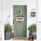 HOMCDALY Interchangeable Welcome Sign for Front Door with 4 Seasonal Wreaths, Door Wreaths for Front Door with 12 LED Lights, Farmhouse Rustic Welcome Door Hanger Wall Sign, Porch Decorations(White) - Image 7