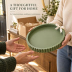 Handmade 12in Decorative Tray for Coffee Table Tray Decor, Green Wooden Decorative Round Tray for Kitchen, Living Room, Home Decor - Image 6