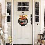 Interchangeable Welcome Sign for Front Door Decoration with 4 Seasonal Wreaths and 14 Holiday Icons, Black Welcome Door Hanger, Rustic Wooden Front Porch Sign Home décor（Black） - Image 3