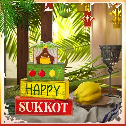 Yuntau 4 Pcs Happy Sukkot Table Decorations Sukkot Centerpieces for Tables - Image 4