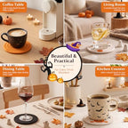 OIAHOMY 8 Pcs Halloween Coasters with Holder for Beer, Coffee, Woven Cotton Coaster Set for Table Decor for Kitchen, Bar, Dining Room, Living Room, Housewarming Gifts - Halloween Mixed Color - Image 3