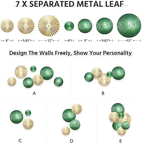 TEIPAI Emerald Green and Gold Wall Decor for Bedroom, 7PCS Metal Wall Art - Image 6