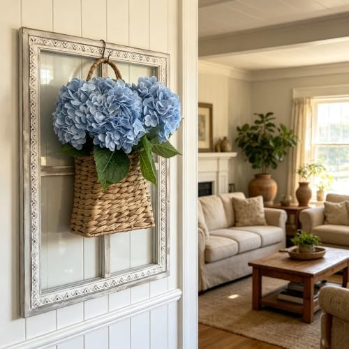 4 PCS Blue Hydrangea Artificial Flowers, Latex UV Resistant Fake Flowers - Image 5