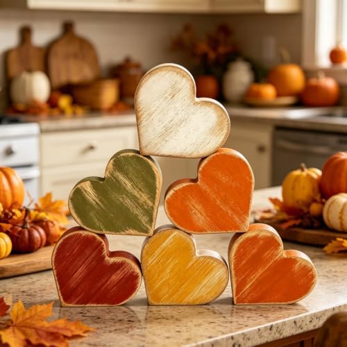 Wooden Hearts Fall Decor, Fall Decorations for Home - Image 2