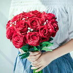 10pcs Red Roses Artificial Flowers Fake Rose Bouquet with Stem Silk Flower - Image 4