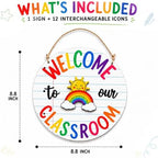 Fall Classroom Decor, Welcome to Our Classroom Sign, Classroom Door Sign with Seasonal Icons, Teacher Classroom Decor, Back to School Decorations, Teacher Door Hanger for Preschool Kindergarten Elementary - Image 2