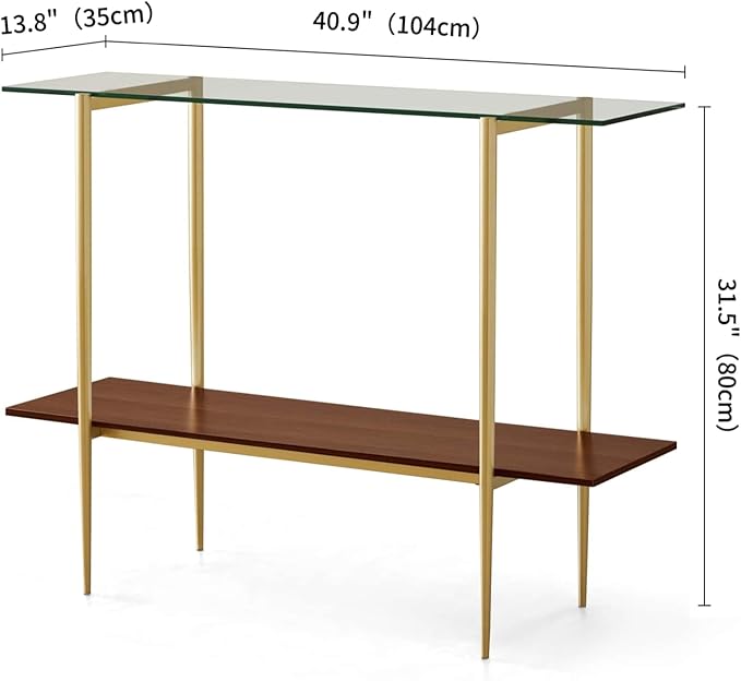 LumFurn Glass Console Table for Living Room, Foyer & Entrance, 2-Tiers - Image 2