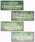 ZONWUTHY 4 Pieces Bible Verses Wall Decor Green Bathroom Decor Christian Signs Religious for Home Motivational Prayer Wall Art for Living Room Office Bedroom Bathroom(Green,10x4) by Unknown