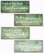 ZONWUTHY 4 Pieces Bible Verses Wall Decor Green Bathroom Decor Christian Signs Religious for Home Motivational Prayer Wall Art for Living Room Office Bedroom Bathroom(Green,10x4) by Unknown