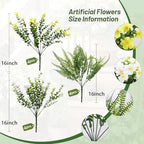 RECUTMS Artificial Flowers for Outdoors,White Yellow Fake Flowers Plants - Image 2