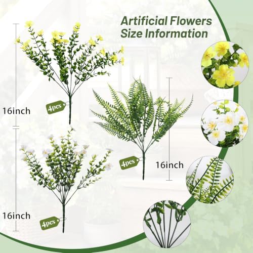 RECUTMS Artificial Flowers for Outdoors,White Yellow Fake Flowers Plants - Image 2