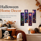 Retro Halloween Decor,4 Pcs Halloween Hanging Signs,Rustic Wood Wall Decor - Image 4