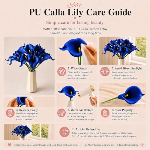 Mandy's 20pcs Royal Blue Calla Lily Artificial Flowers - Image 6