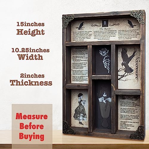 INSOVITA Rustic Edgar Allan Poe Poems Cabinet of Curiosities,Victorian Gothic Decor for Shelves, Small Wall Shelf, Halloween Decor, Floating Shelves, Vintage Wall Decor, Gift for Poetry/Goth Fans - Image 4