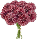 Mandy's 12pcs Artificial Mauve Ball Chrysanthemum Flowers by Mandys