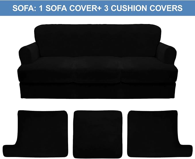 CUCRAF Cushion Sofa Cover 4 Piece Slipcovers, Soft Thick Velvet Couch Cover - Image 5