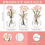 ARTINME 3 Pieces Metal Flowers Wall Arts - Rustic Farmhouse Decor Minimalist Flower Wall Decors for Living Room Bathroom Kitchen Bedroom Dining Room - Housewarming Gifts (Beige) - Image 2