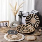 CroBlissful 7 Pcs Boho Wall Baskets Woven Seagrass Round, Classic - Image 5