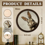 CFFJLHN Vintage Easter Bunny Wall Art Decor, Neutral Farmhouse Spring Cottage Easter Rabbit Bunny Round Hanging Wall Decor for Home Bedroom Living Room, 10x10 Inch - Image 7