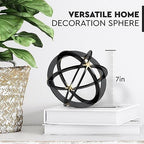 Decorative Sphere for Home Decor - Black & Gold, Hand Painted - Image 3