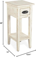 Sunny Designs Marina Farmhouse Mahogany Wood Chair Side Table in White Sand - Image 2