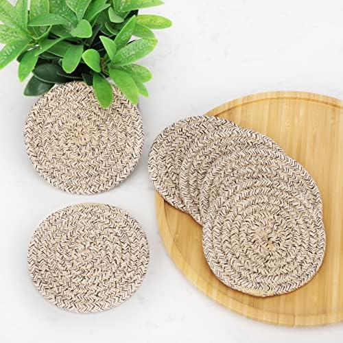 Woven Drink Coasters with Holder, Coasters for Drinks Set of 10 - Image 6