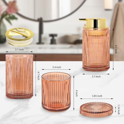 4pcs Brown Glass Bathroom Accessories Set - Image 3