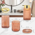 4pcs Brown Glass Bathroom Accessories Set - Image 3