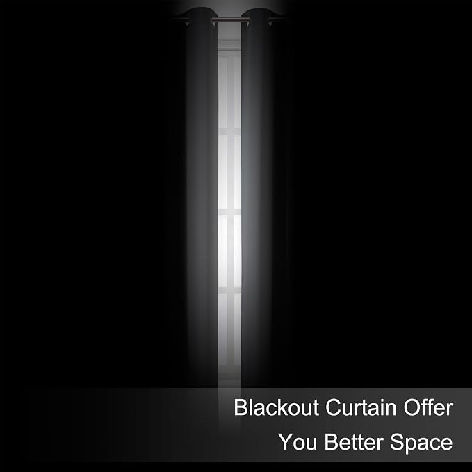 Blackout Curtains 52 x 90 Inch Long Frost Grey Curtains Set of 2 Panels Room - Image 3