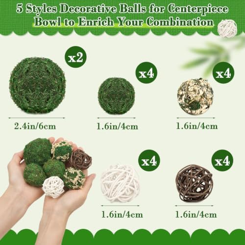 Lezmarket 18 Pcs Decorative Moss Balls for Centerpiece Bowls Assorted Sizes - Image 3
