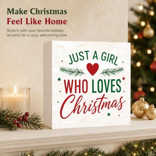 Christmas Decorations Just A Girl Who Loves Christmas Tree Wood Box Sign - Image 5