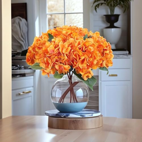 6Pcs 18" Orange Silk Hydrangea Artificial Flowers - Image 3
