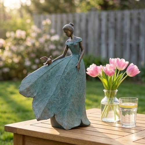 Guichifun Fairy Statue Home Decoration Leaf Angel Girls 8.5 x 5 x 12 Inch - Image 5