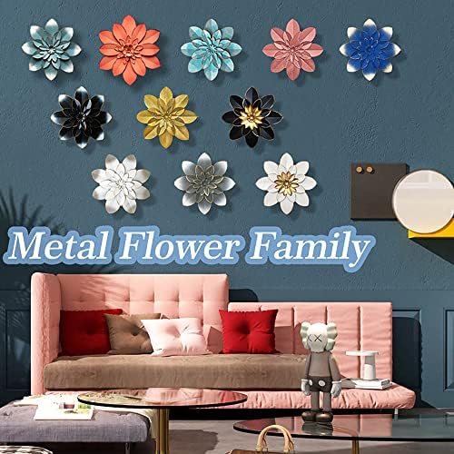 Metal Flower Wall Art Decor, 9.5“ Rustic Modern Floral Sculpture, Distressed Iron Wall Hanging Home Decoration Accent Artworks for Indoor Kitchen Bedroom Living Room Office Outdoor Garden Patio - Image 7