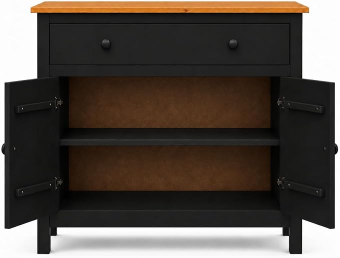 From the Tree Furniture 44" Wide Black & Pine Top Solid Pine Shaker Sideboard - Image 5