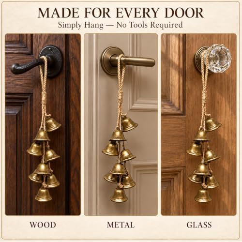 Witch Bells for Door Knob for Protection, 2 Pack Handmade Witch Bells with Brass Bells and Spell Jars, Vintage Boho Witchy Decor Witchcraft Supplies Wiccan Gifts for Halloween Home Wall Door - Image 6