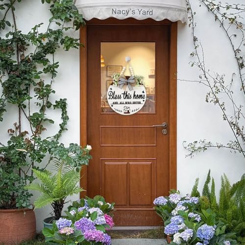 3D Bless This Home And All Who Enter Wooden front Door Signs，Door Decorations Hanging,Christian Jesus Home Porch Wall Decor，Spring Wreaths，Door Wreaths for Front Door Outside All Season - Image 4