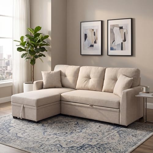 Convertible Sofa Bed, L Shape Sleeper Sofa - Image 7