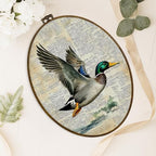 dvhdajed Vintage Mallard Duck Posters Oval Wall Art Decor, Mallard Duck Hunting Framed Canvas Art, Retro Antique Country Farm Animal Oval Wall Hanging Decor for Living Room Nursery Room,8.7x11.3 - Image 4