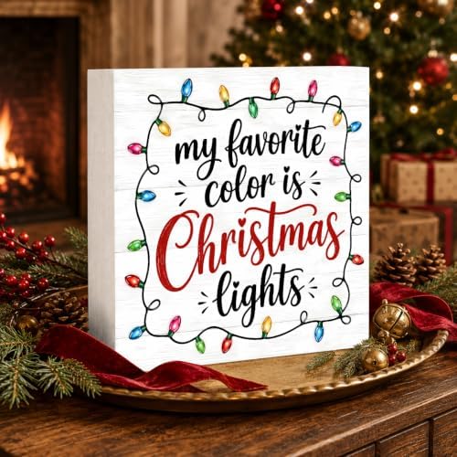 Christmas Decorations My Favorite Color Is Christmas Lights Wood Box Sign - Image 3