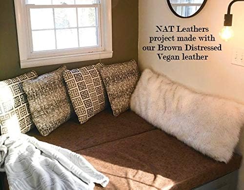 NAT Leathers™ | Brown Distressed 2 Tone Oily Faux Vegan Leather Sheet | 5 Yard - Image 6