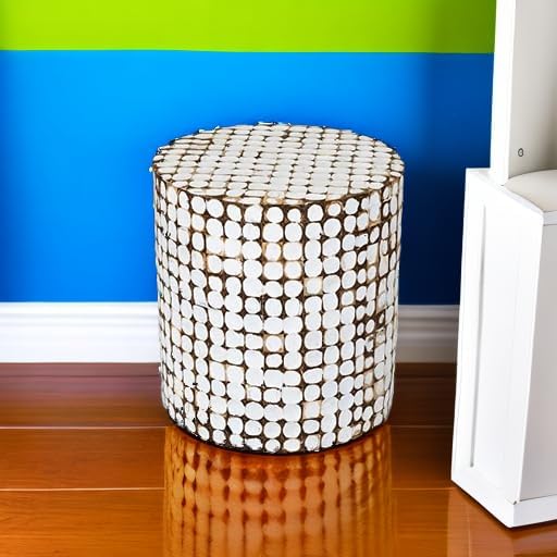 East at Main Boho Side Table Nightstand – White Coconut Shell End Table - Image 8
