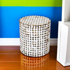 East at Main Boho Side Table Nightstand – White Coconut Shell End Table - Image 8