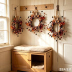 6 Pcs Mini Fall Hanging Wreaths for Cabinets Small Candle Rings Wreath Pillar Holder Wreath with Acorn Berry Autumn Leaves Harvest Wreaths for Farmhouse Porch Front Door Window - Image 6