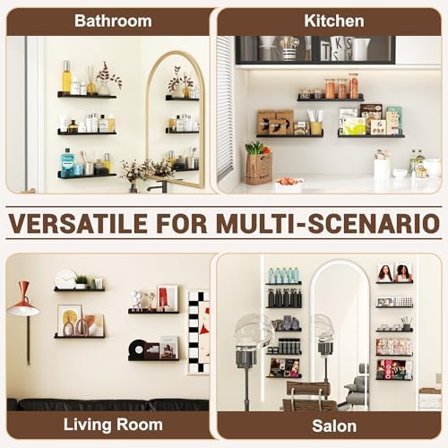 Qukaka 15" Clear Floating Shelves for Wall, 4 Pack Display Ledges-Black - Image 5