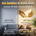 QPOIBSD 3D Gold Angel Wings Wall Decor, Feather Sculptures for Home (1Pair) - Image 6