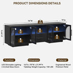 70" LED TV Stand with Storage for 75/80" TVs, Faux Marble Entertainment Center - Image 2