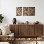 qmmp Modern Wooden Wall Sculptures - Set of 3 - Home Decor Accent - Large Wall Art for Living Room, Bedroom, Office - Easy Installation (Walnut, Medium - Direction) - Image 3
